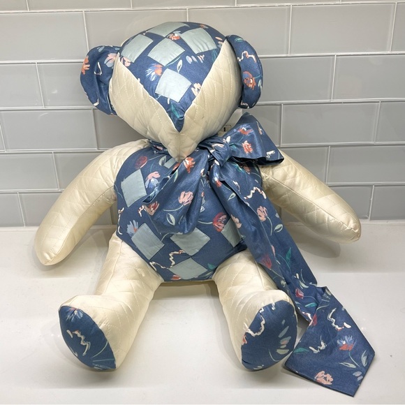Vintage Handmade Patchwork Quilt Teddy Bear OOAK 14” sitting - Picture 2 of 12